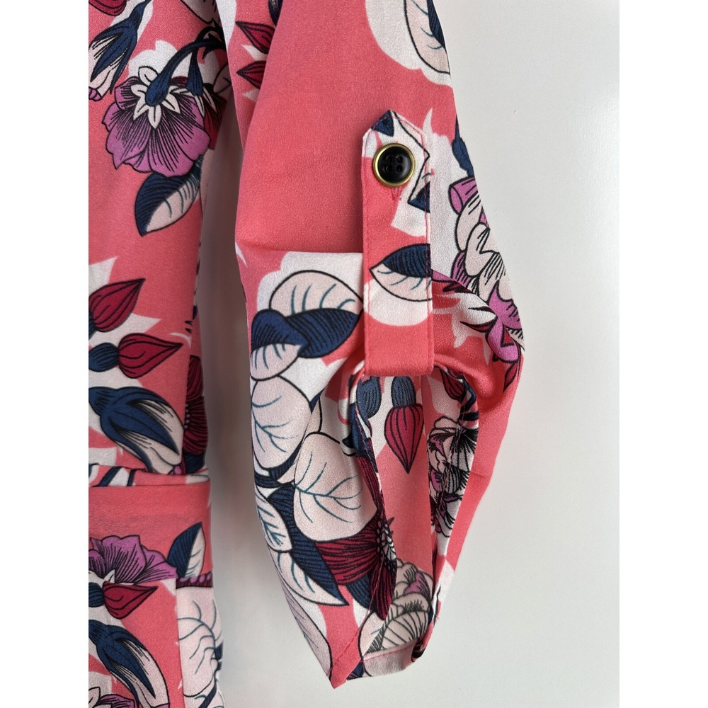 Yumi Kim Liz Floral 3/4 Sleeve Romper Blossom Pink Tie Waist Jumper XS Small - Picture 11 of 15